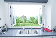 Алюминиевое сползая окно складчатости балкона кухни стеклянное
