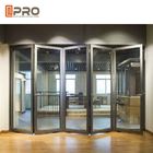 Двери современного дизайна алюминиевые складывая штабелируя для жилым двери двери дома вертикальным bifold застекленной двойником bifold