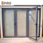 Двери складчатости серого цвета покрытия порошка алюминиевые с двойной стеклянной водостойкой изготовленной на заказ дверью складчатости mdf двери складчатости