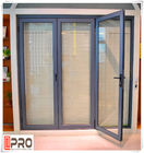 Изолированная дверь стеклянного аккордеона алюминиевая сползая складывая для внешней складчатости двери складчатости раздела стекла балкона деревянной