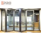 Звукоизоляционные коммерчески алюминиевые Bifold двери удваивают стеклянную легкую рассрочку вертикальный bifold двойник двери застеклил bifold