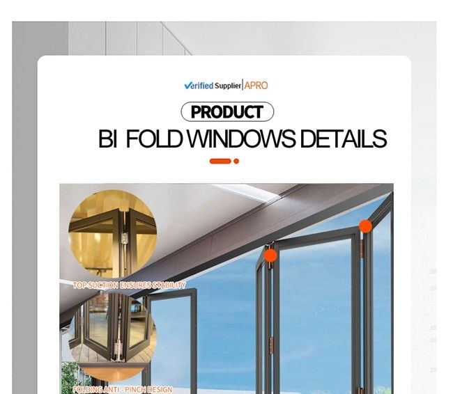 алюминиевое окно створки bi, frameless складывая стеклянное окно, окно bi-створки